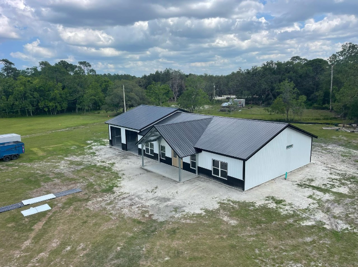 Barndominium with White Siding